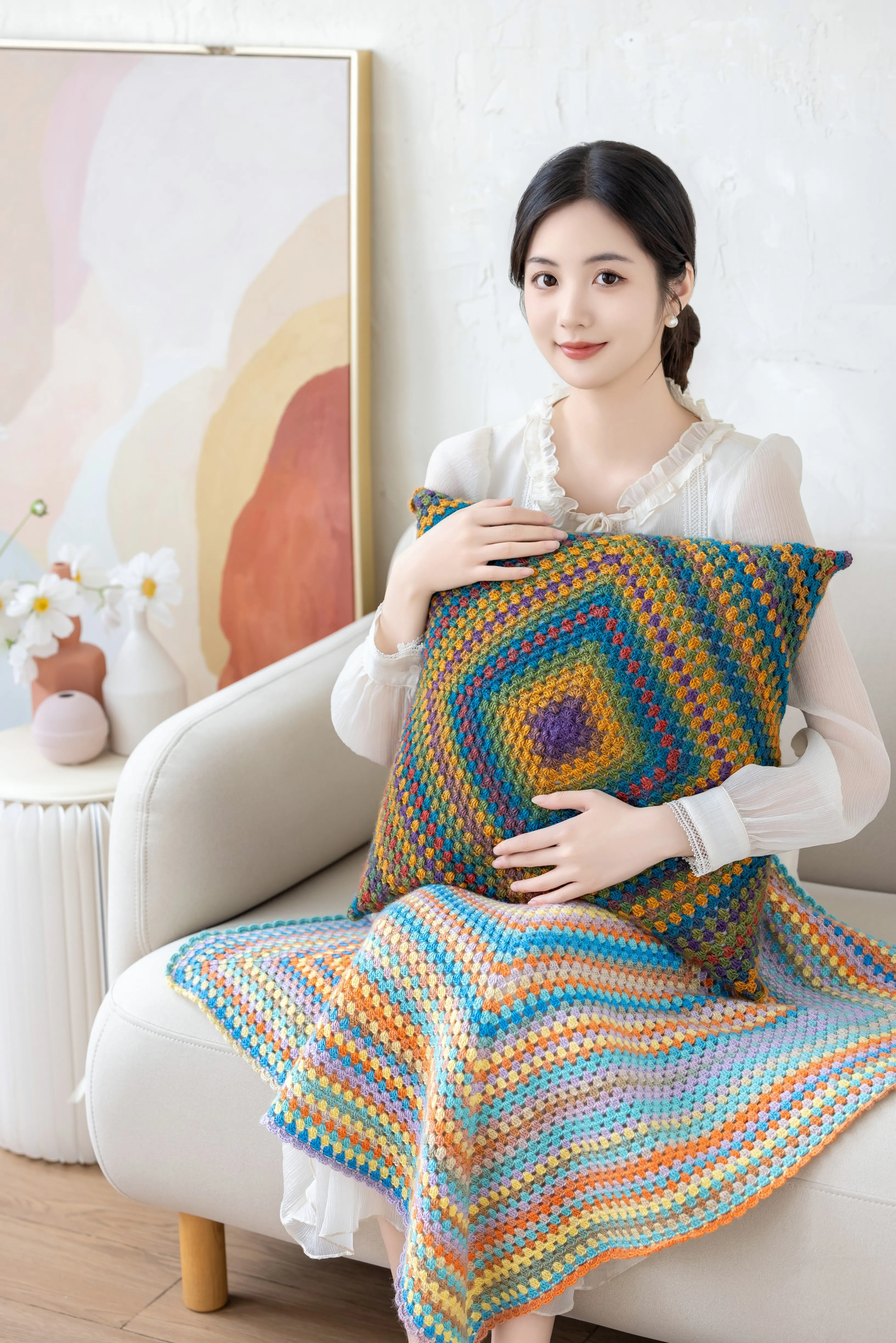 Grannysquare Pillow Blanket crochet project