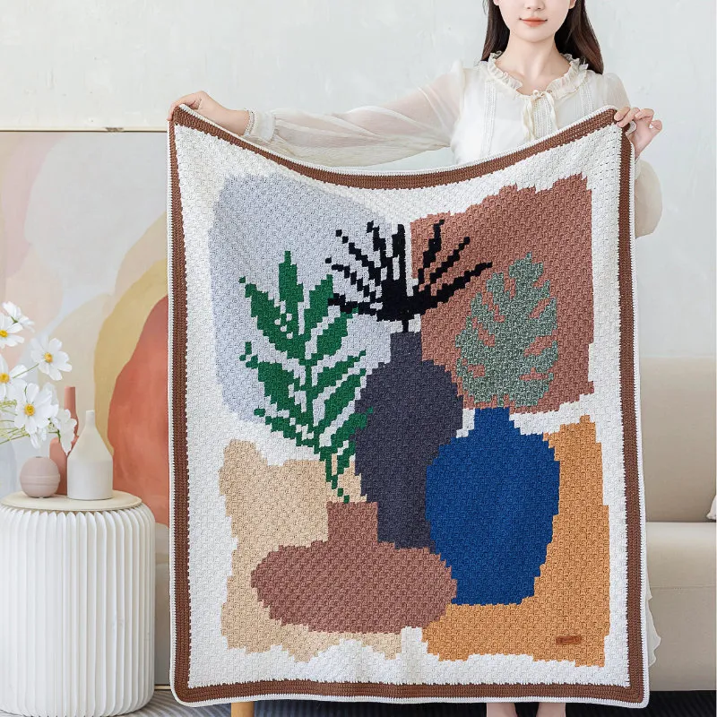 Plant Pixel Blanket crochet project