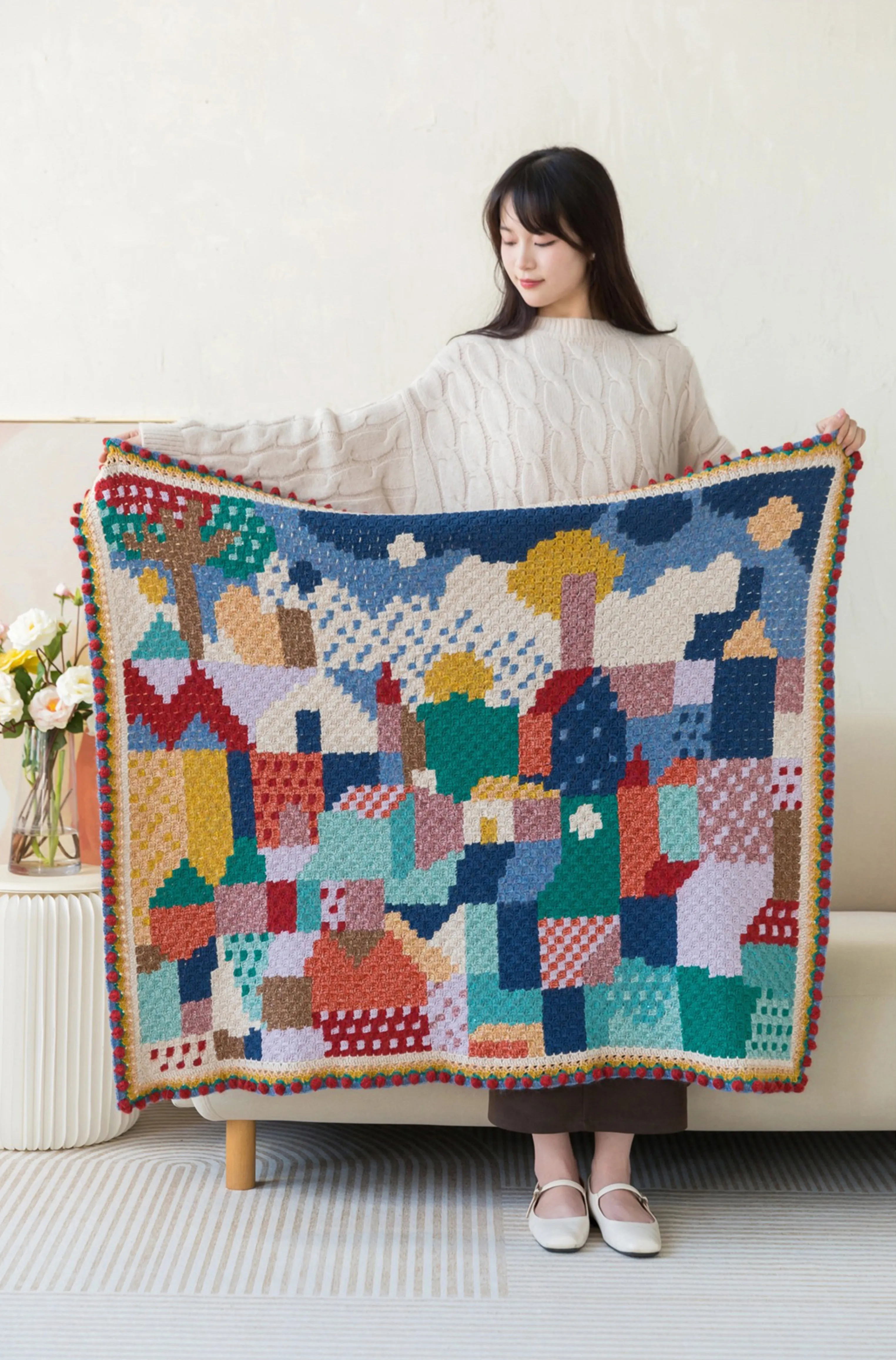 Blue Landscape Pixel Blanket crochet project