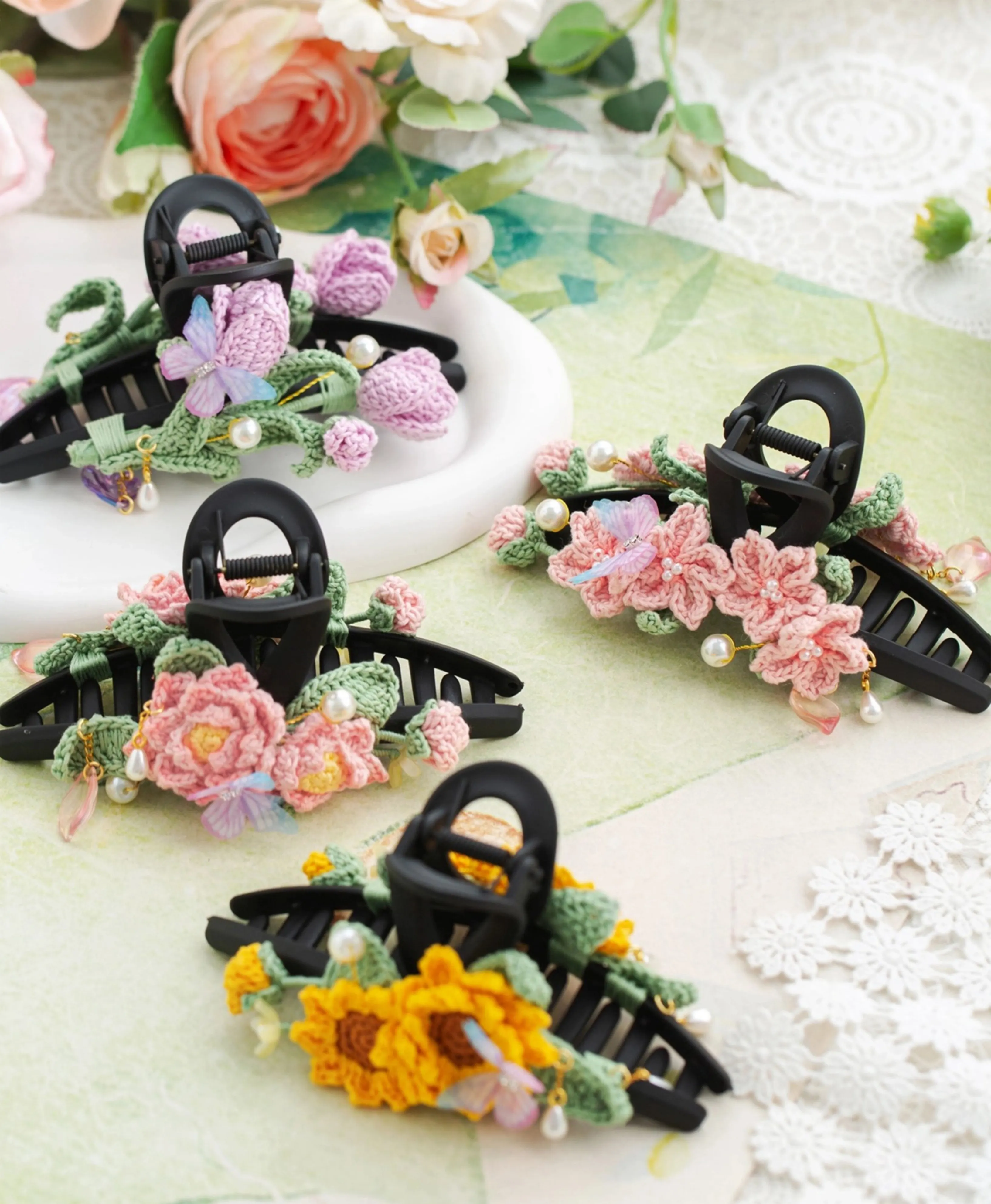 Flower Morning Hairclip crochet tutorial