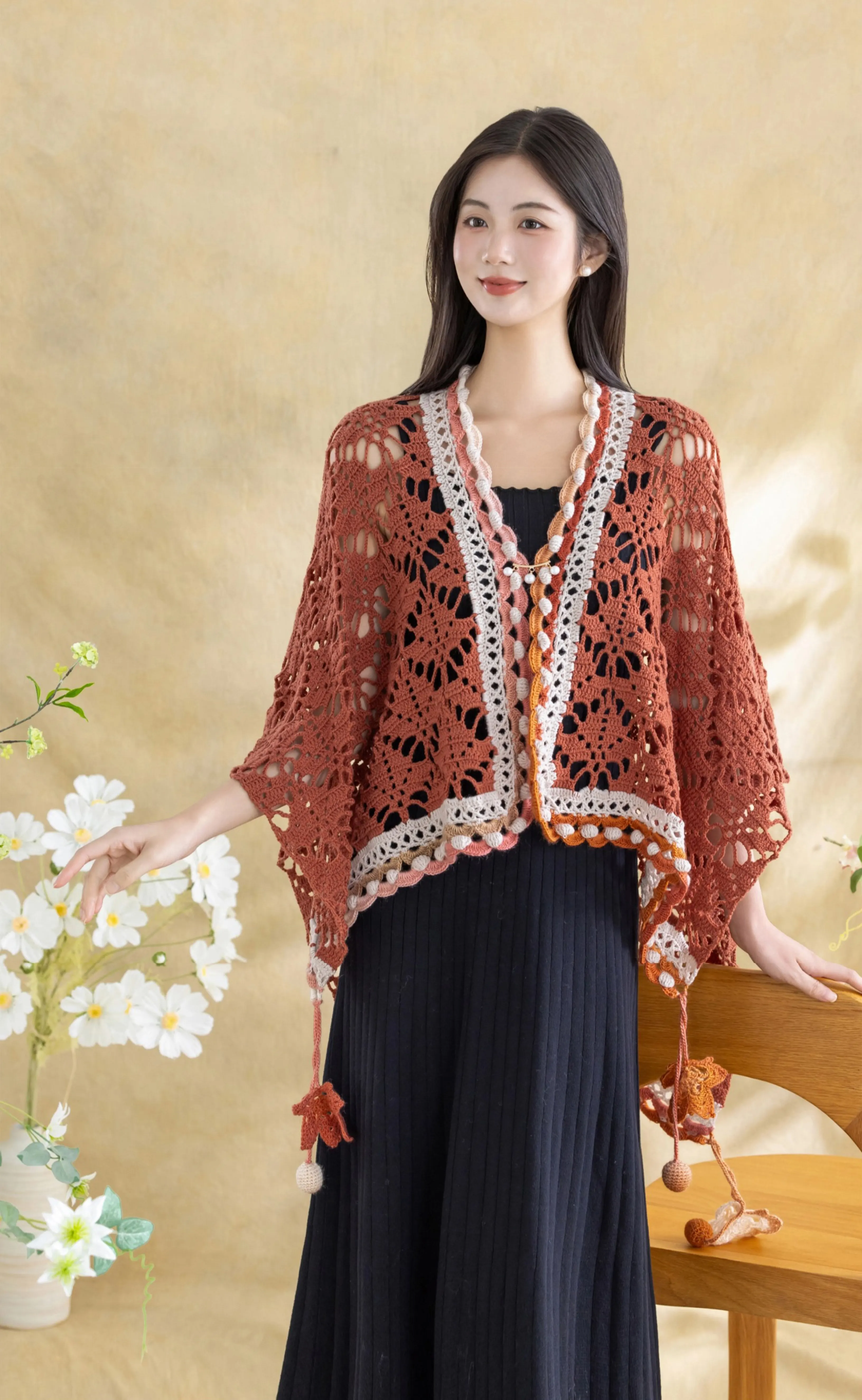 Autumn Maple Shawl crochet tutorial