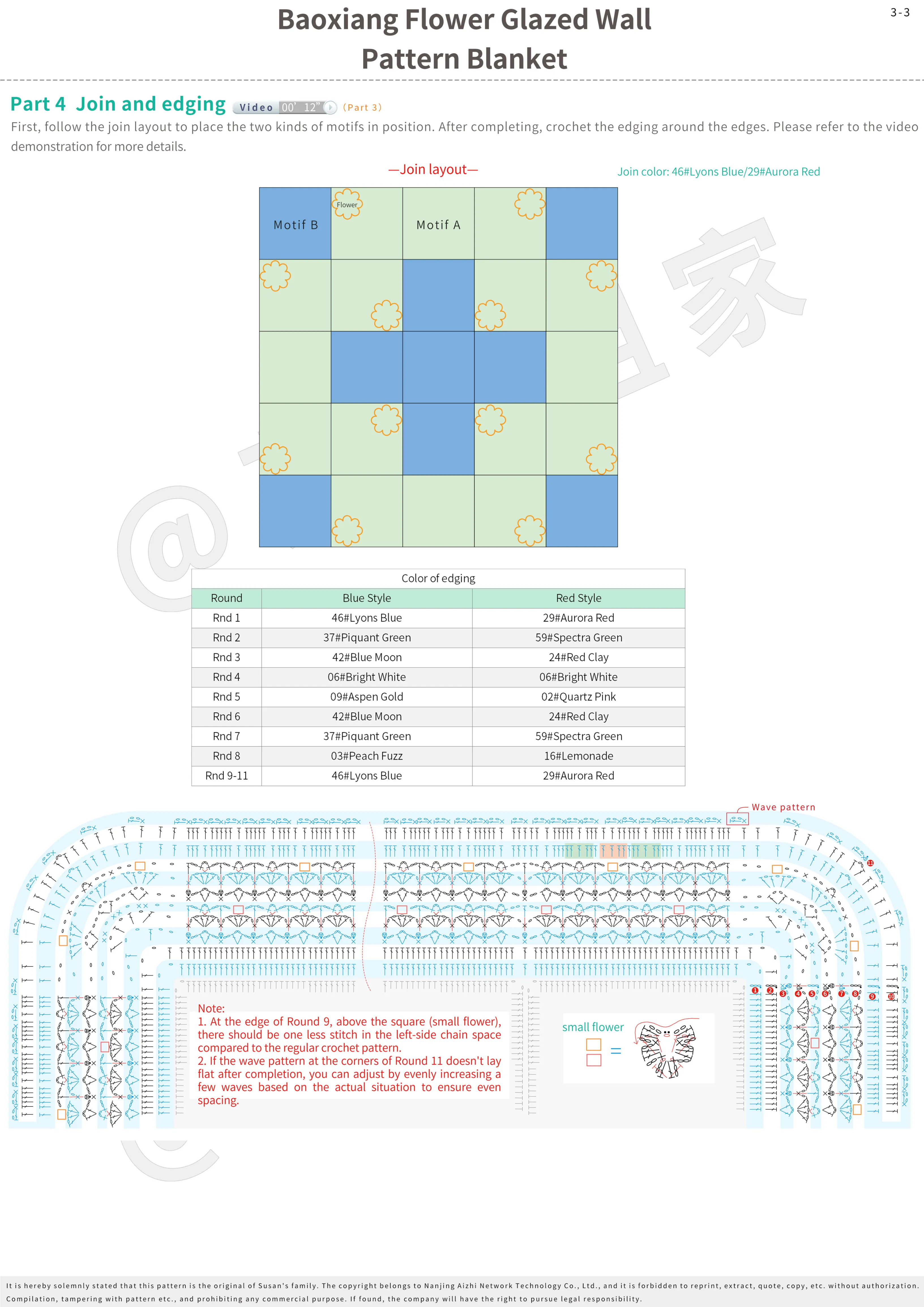 Baoxiang Flower Glazed Wall Pattern Blanket pattern instruction 3