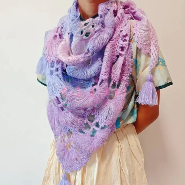 合欢花马海毛披肩, a crochet project shared by A 萱奕手工坊  