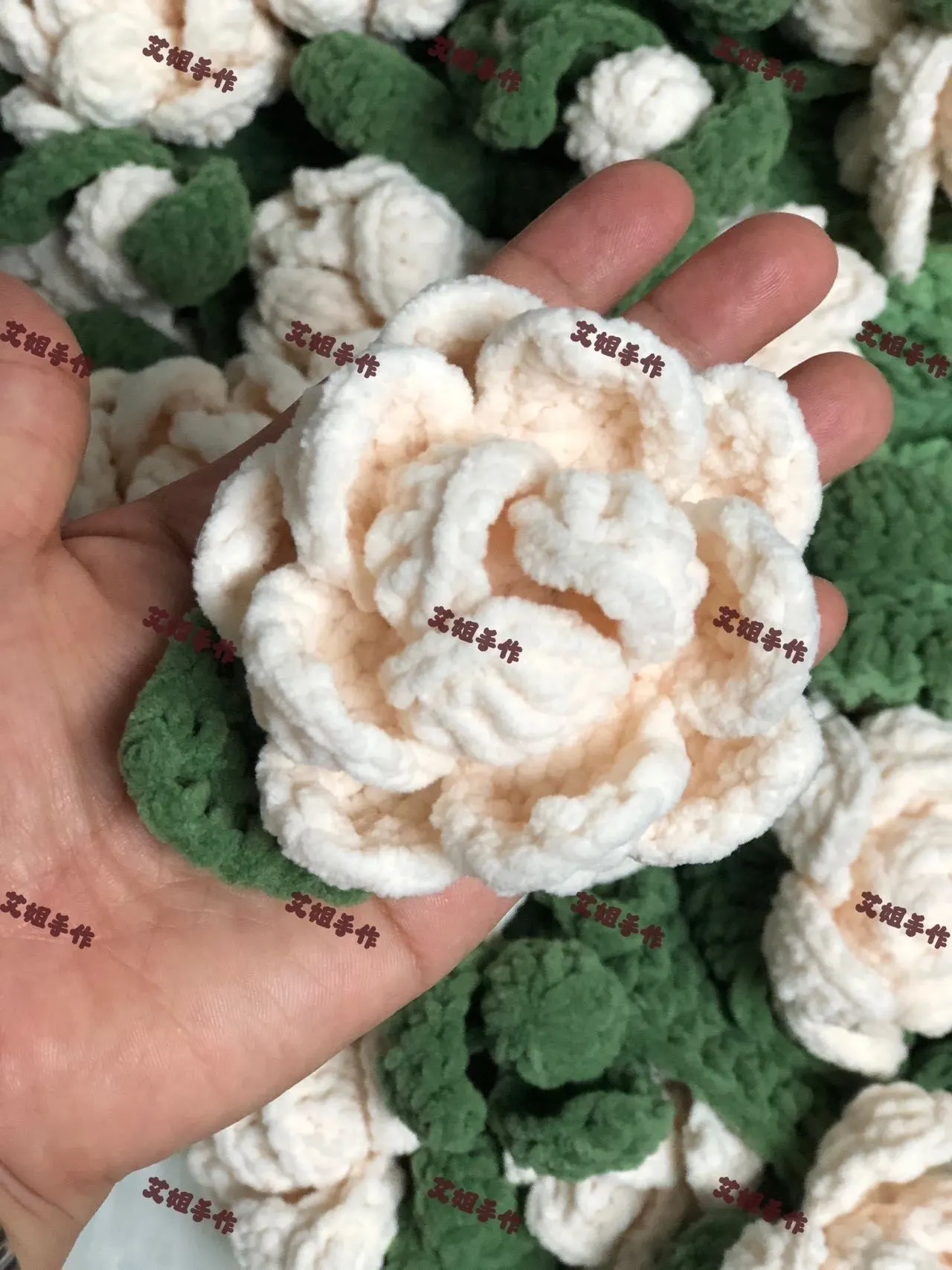 云小朵栀子花束毯, a crochet project shared by 艾