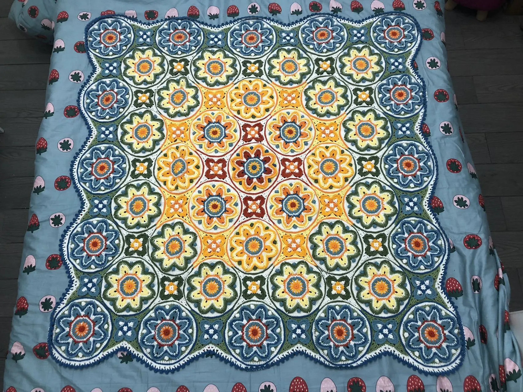 团花穹顶毯黄绿款, a crochet project shared by 林家小猫