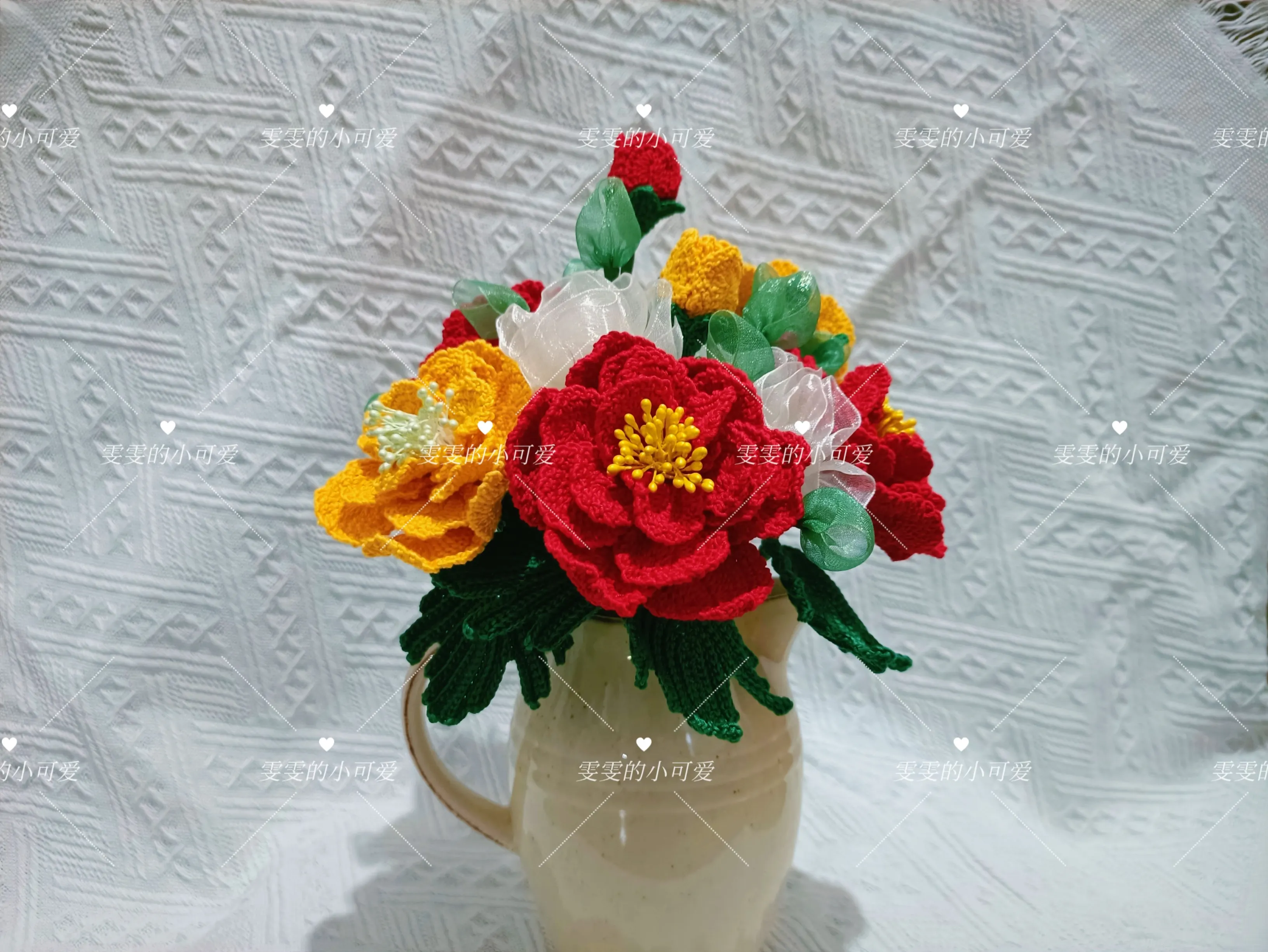 牡丹花摆件, a crochet project shared by 雯雯