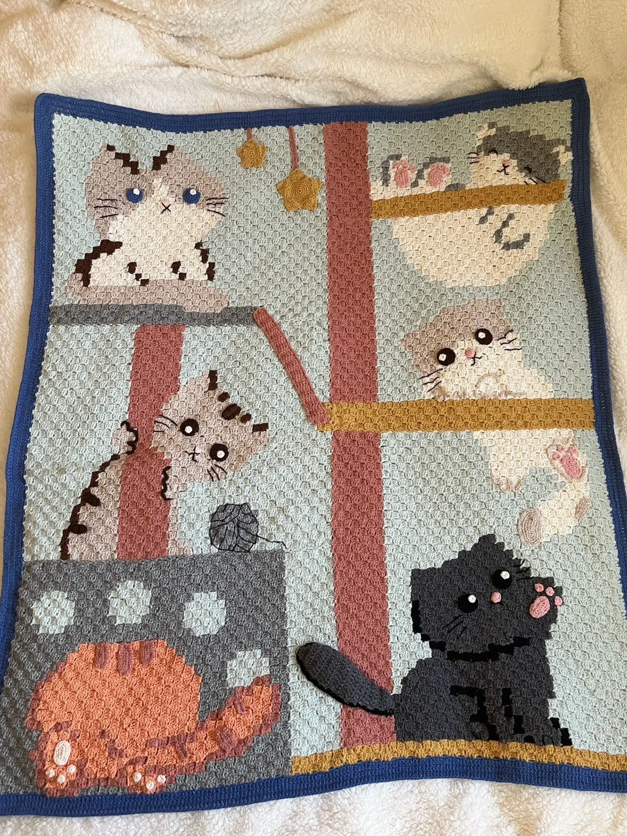 猫猫像素毯, a crochet project shared by 桃桃🍒