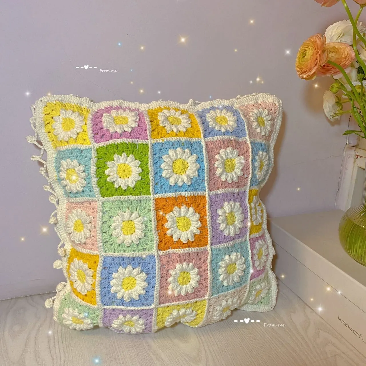 白晶菊抱枕, a crochet project shared by i
