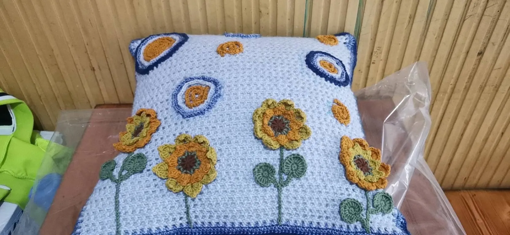 星月夜向日葵抱枕套, a crochet project shared by 大白兔