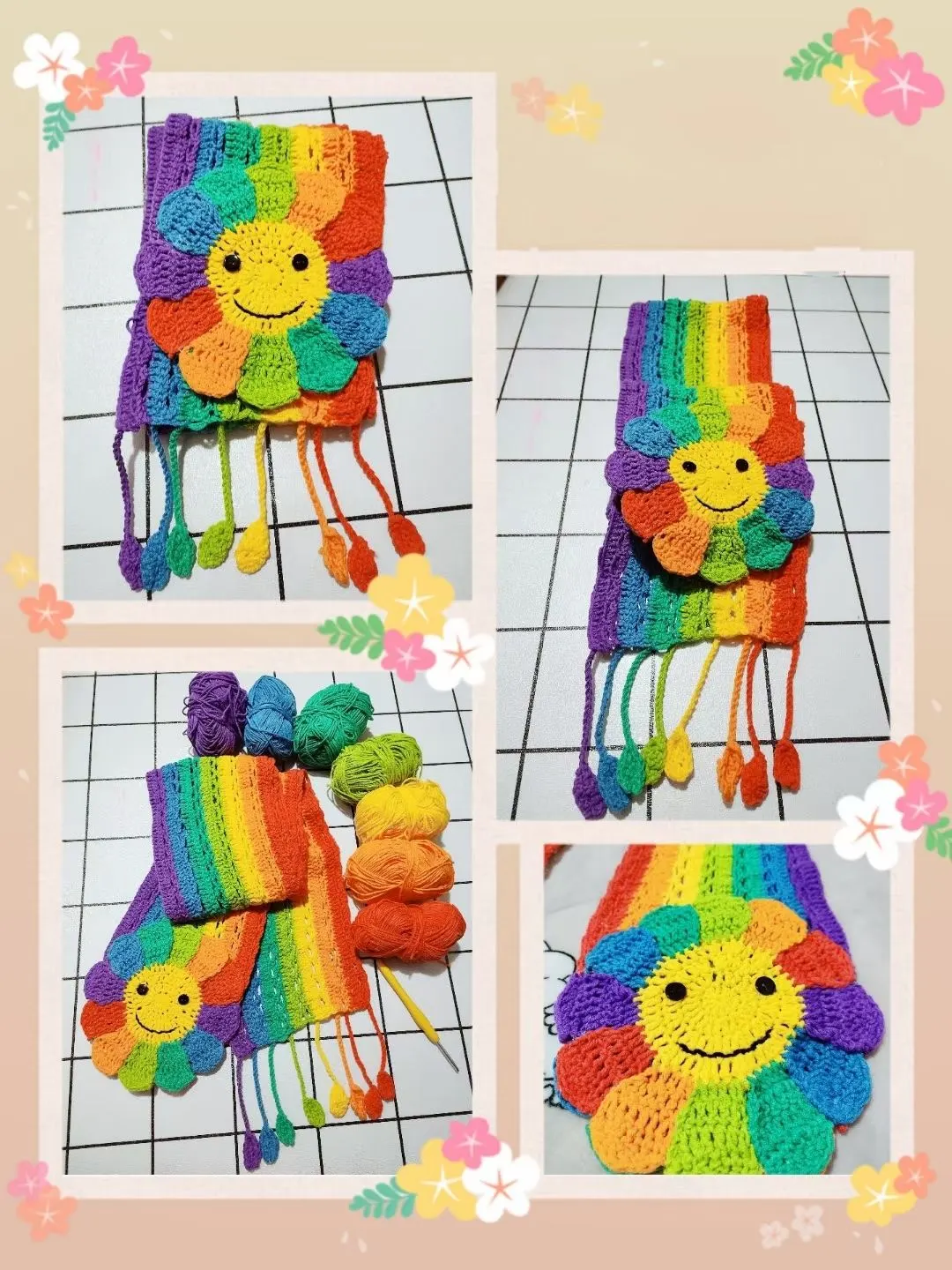 这款围巾真的很漂亮，多了很多线，钩了一个同款色的包包。NICE, a crochet project shared by 朵朵妈