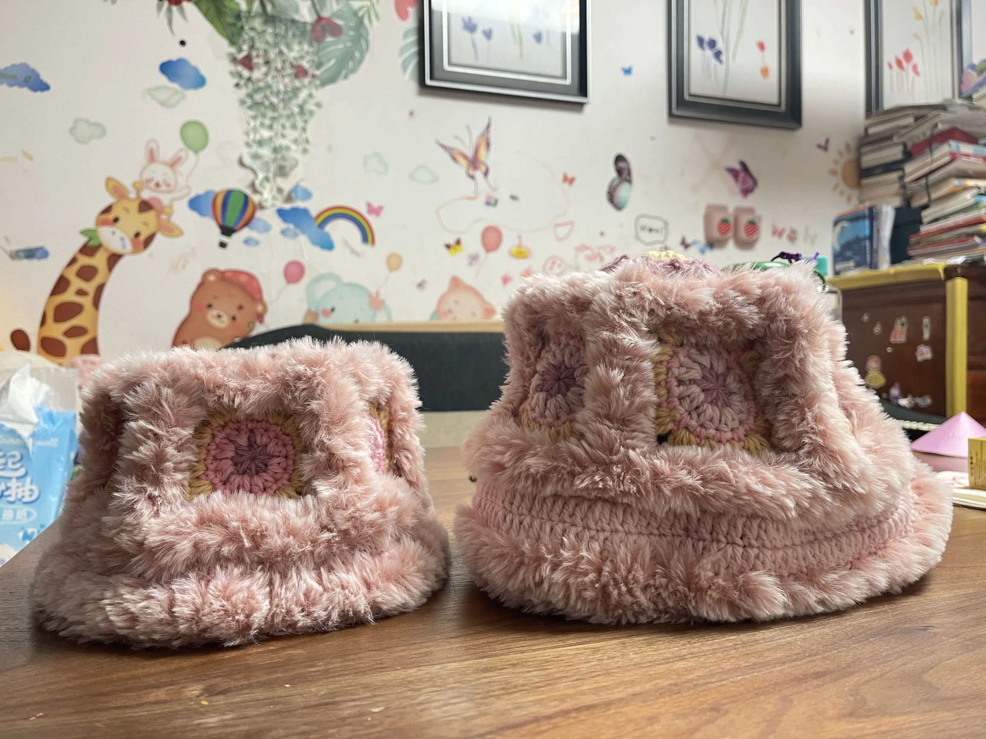 一个材料包可以钩一大一小两个～亲子帽, a crochet project shared by 木子净