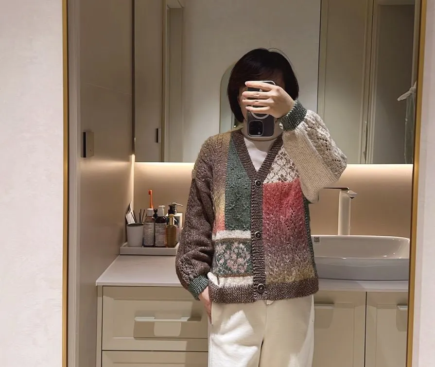 秋阑开衫,小码是有点短,烫的时候抻了抻, a crochet project shared by 蝈蝈