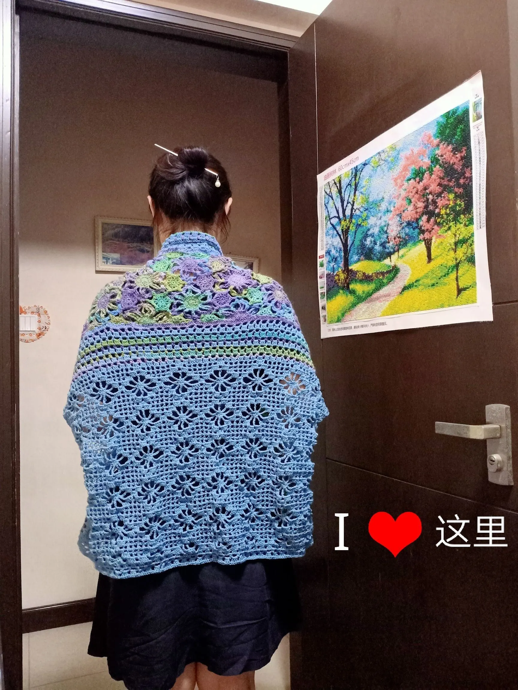 疏影花窗两穿披肩莫奈羊毛线版, a crochet project shared by Rong🍅