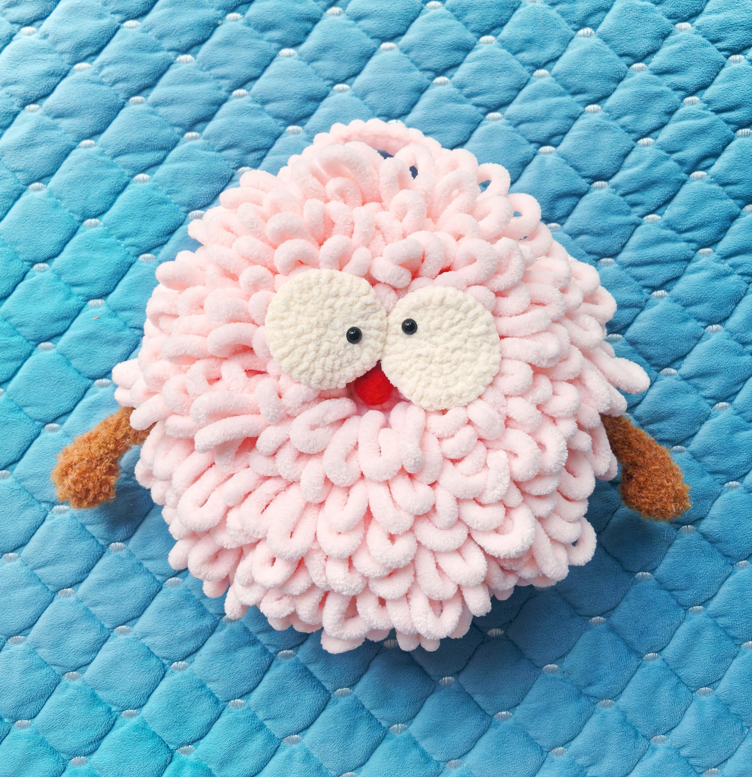 眼神睿智的抹布怪兽包包，眼睛是云小朵双股, a crochet project shared by beurre