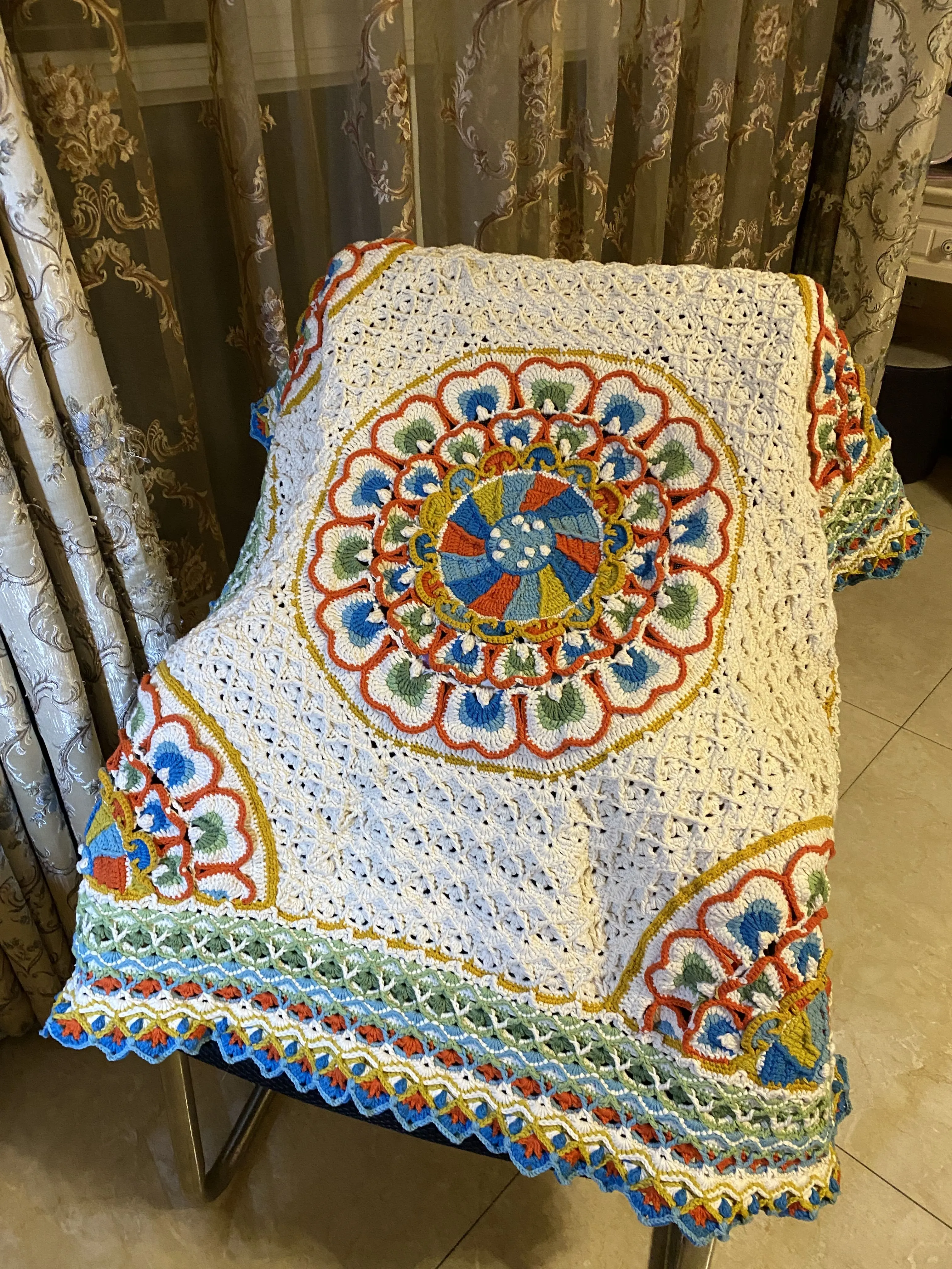 飞天色轮莲花毯完工, a crochet project shared by 冬🈷️