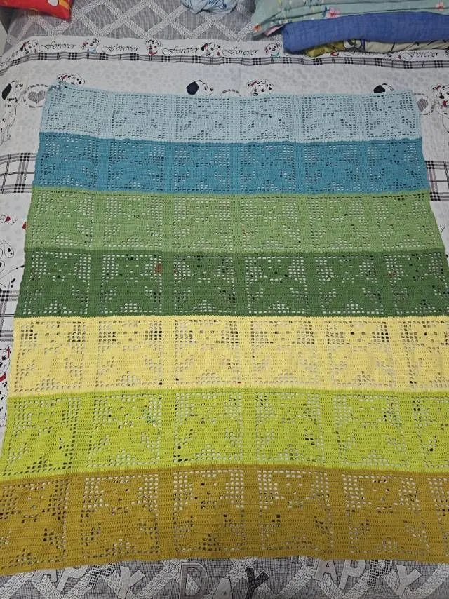 小熊盖毯完成了, a crochet project shared by 余光之暖