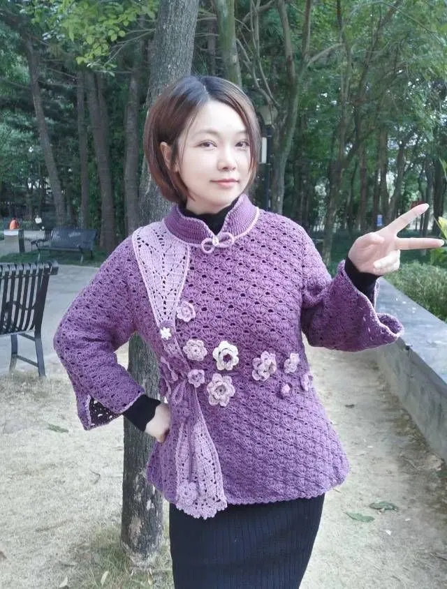 灵泽旗袍领毛衣, a crochet project shared by 不晚