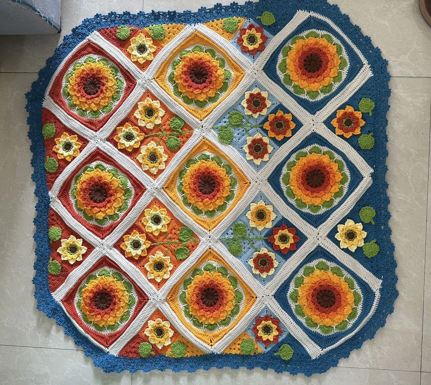 漂亮毯完工了,也算一个工程哦😐, a crochet project shared by AAA-创佳门窗