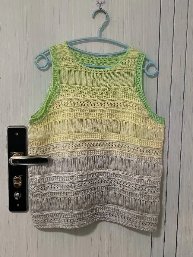 参考条纹镂空背心，很好看, a crochet project shared by 微信用户