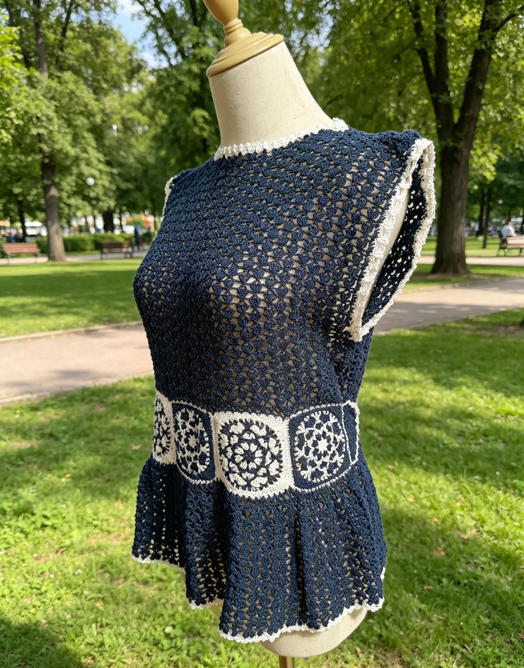 交作业-青花蕾丝衣, a crochet project shared by 小蝌蚪