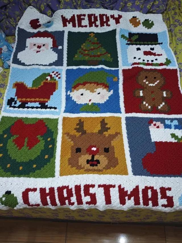 完工,圣诞毯, a crochet project shared by 清