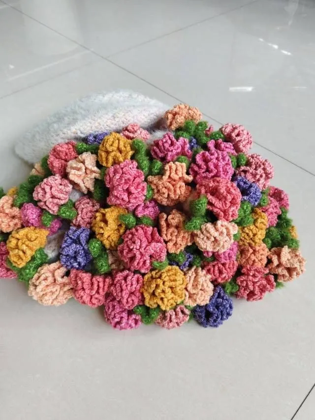 康乃馨和玫瑰花毯子完工, photo 1