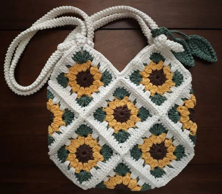向日葵祖母格包, a crochet project shared by 钩钩织织的猫猫酱