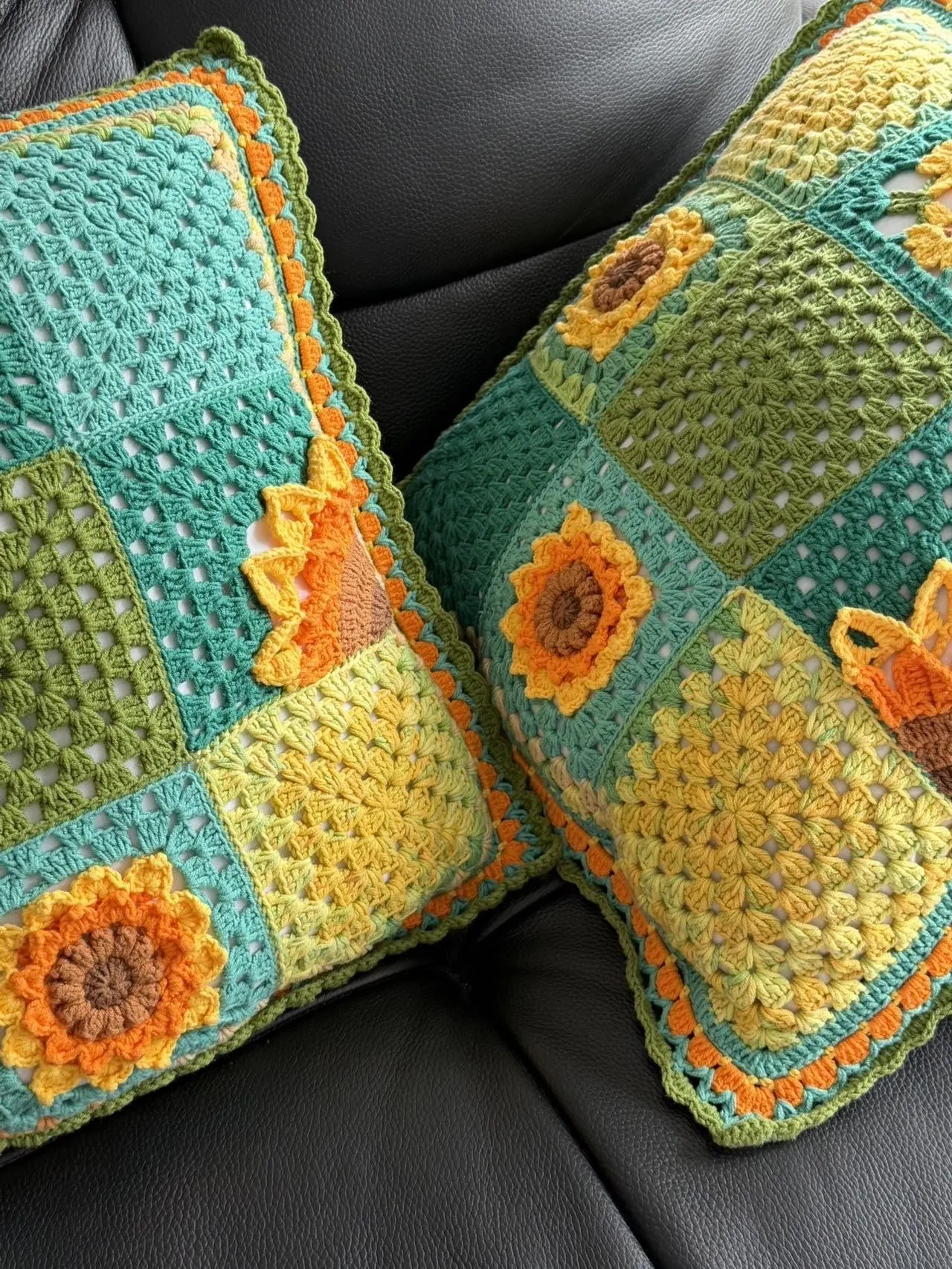 向日葵🌻抱枕, a crochet project shared by 微尘