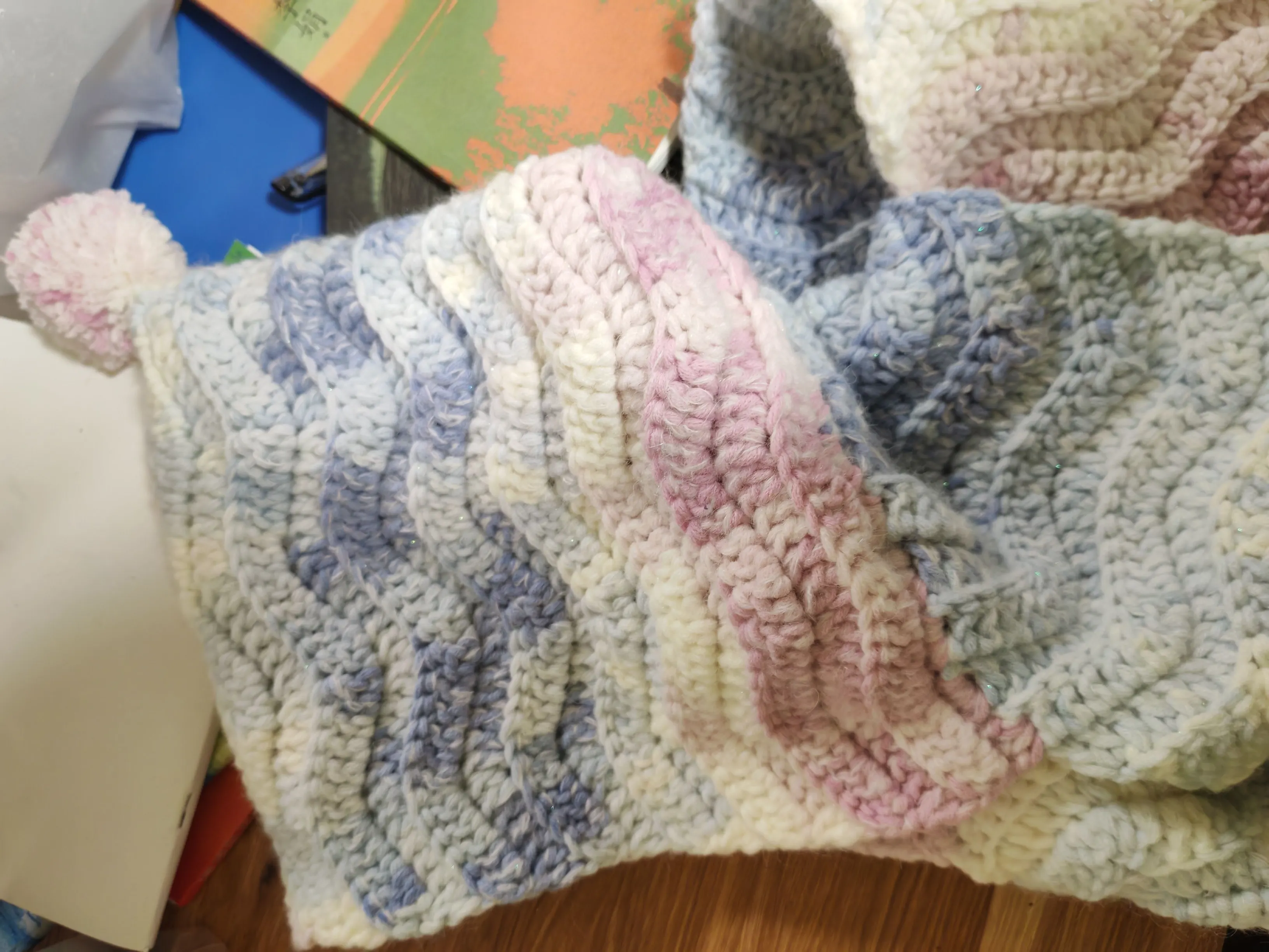 水波纹连帽围巾, a crochet project shared by 创一