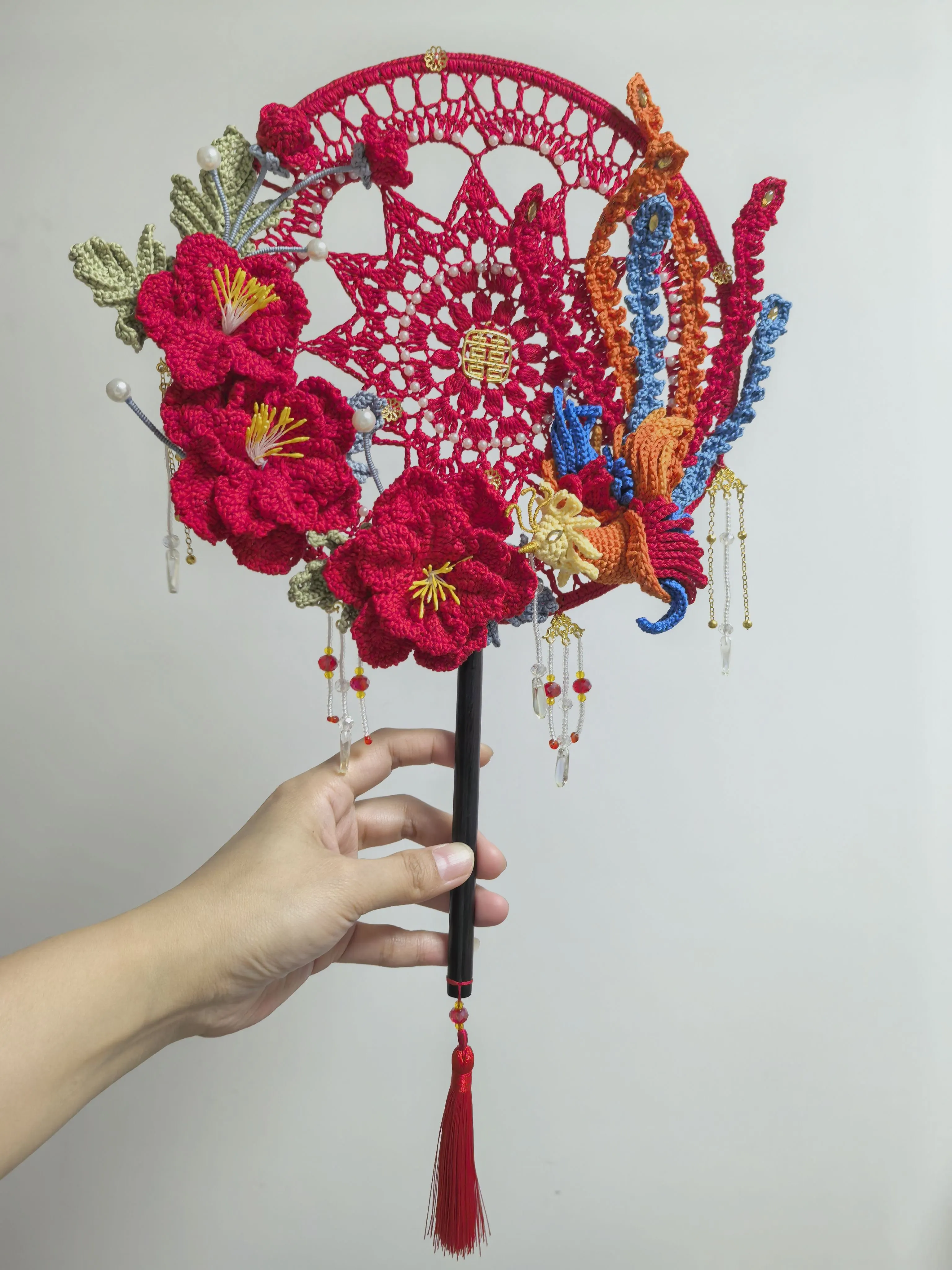 凤凰牡丹团扇, a crochet project shared by 古月
