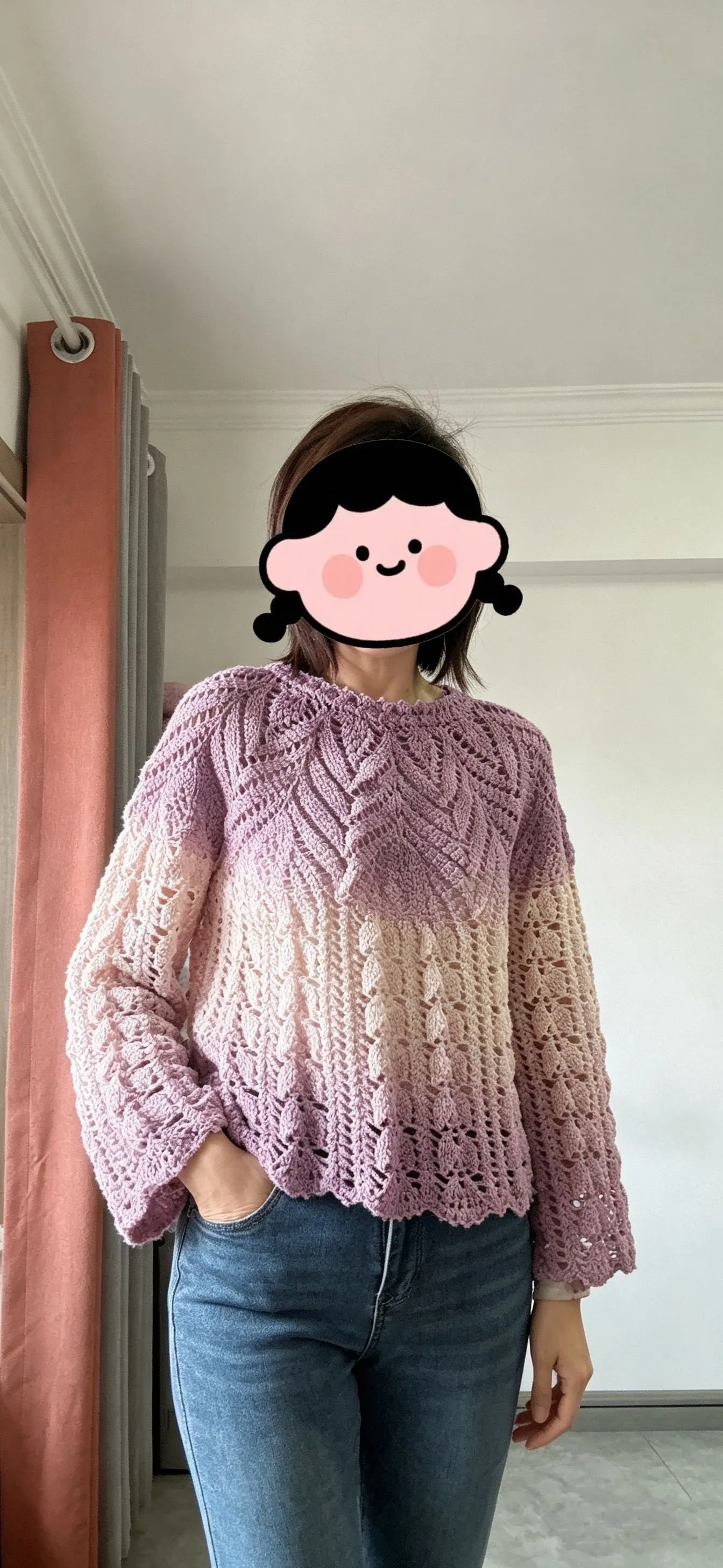 羽锦育克套头衫, a crochet project shared by 麻薯波波