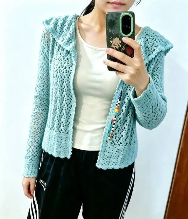 《复古年华》系列海军披肩领怀星开衫, a crochet project shared by 昭昭