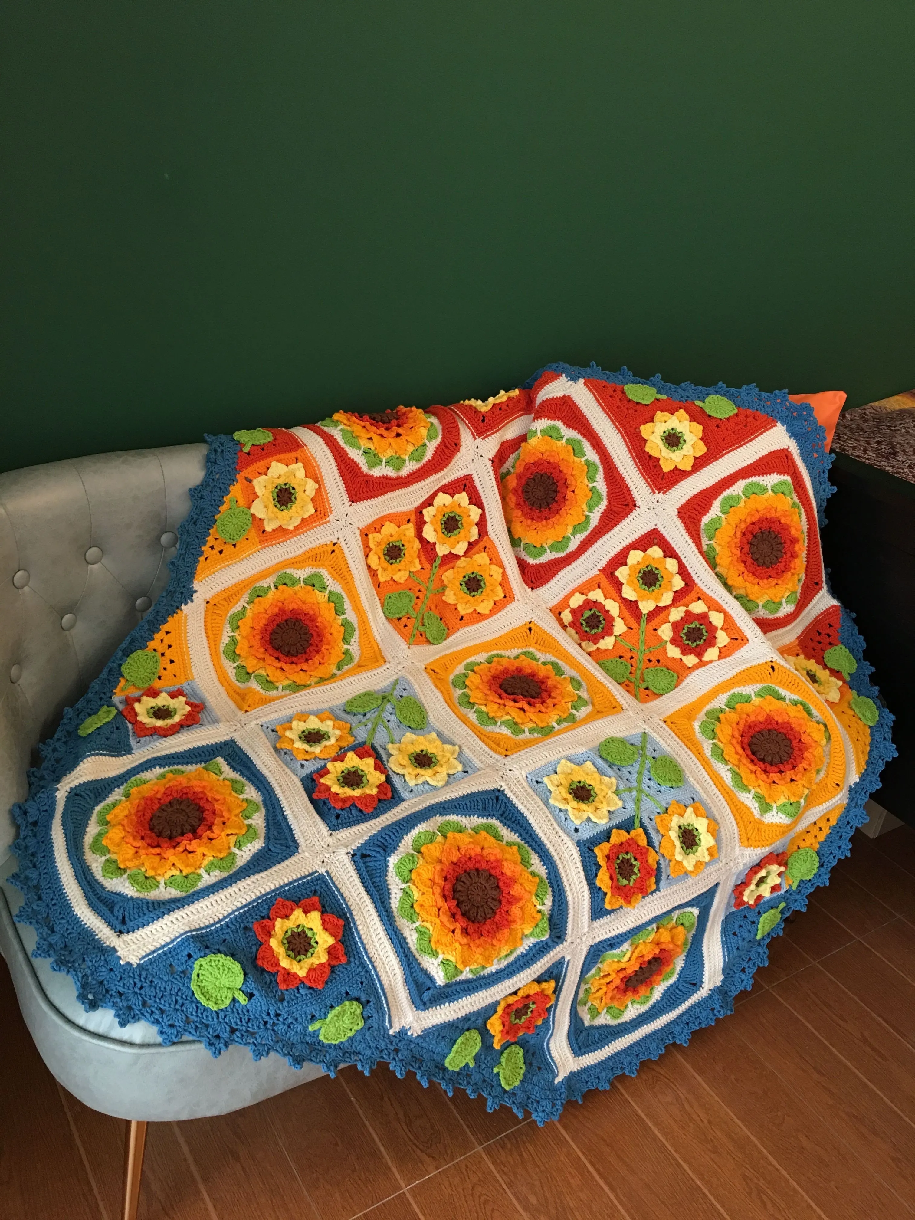 【向日葵毯子】, a crochet project shared by 小捣蛋